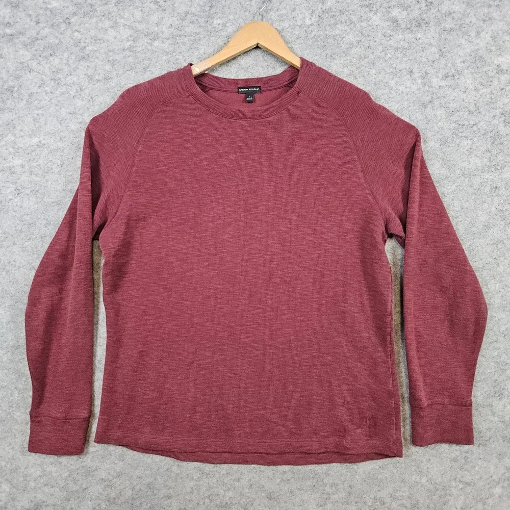 Banana Republic Men's Burgundy Crewneck Sweater‎ Size L Cotton/Polyester Blend